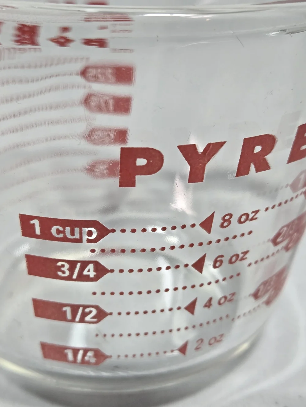 Vintage PYREX Measuring Cup 1 Cup  508 Red Lettering J-Handle USA